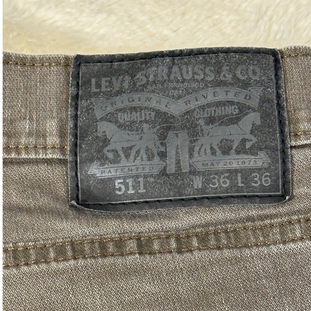 Levis 511 Slim Fit Mens Jeans Brown Gray 36x36 Cotton Blend Stretch Denim - Picture 2 of 8